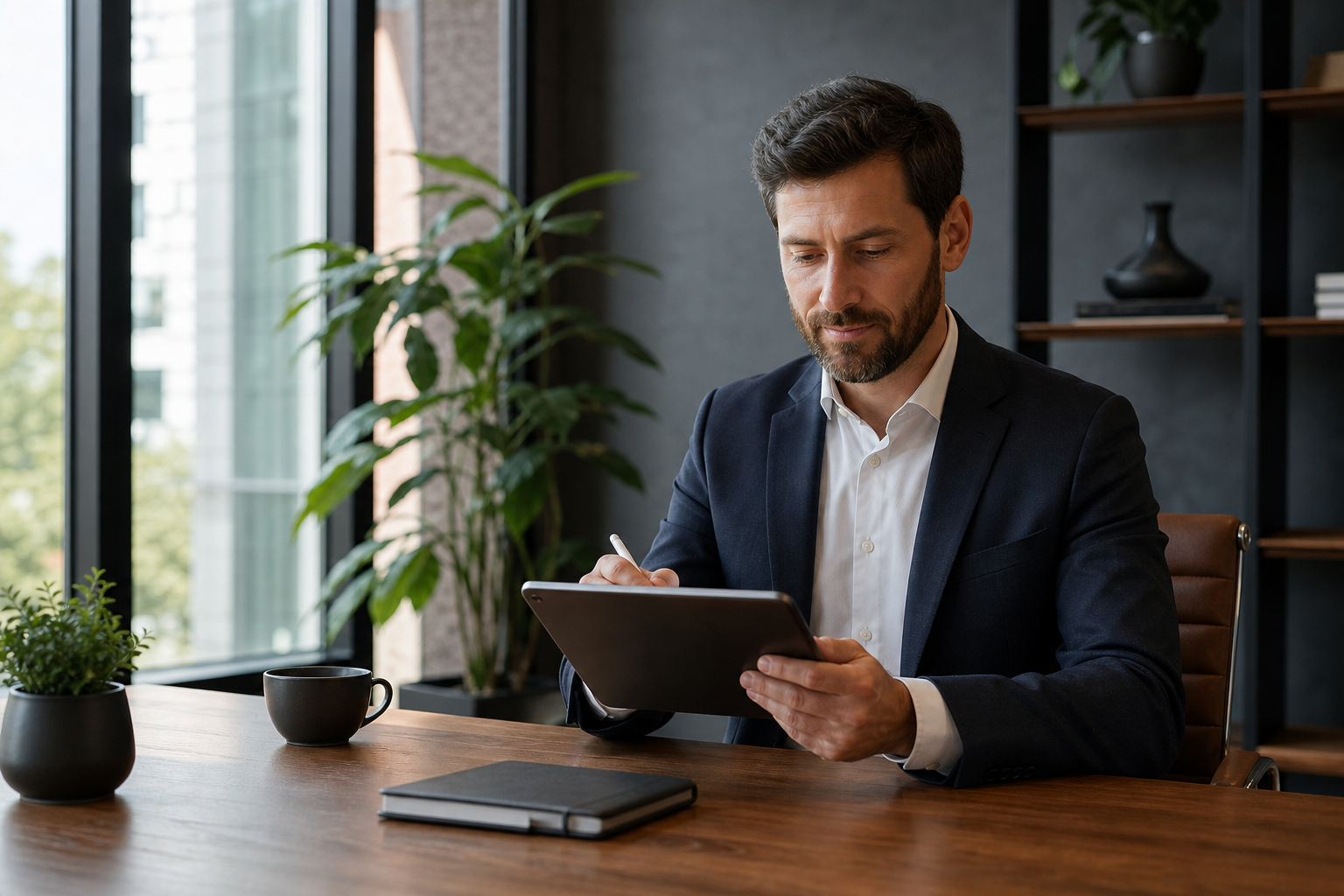 Modern Office Worker Checking Off List