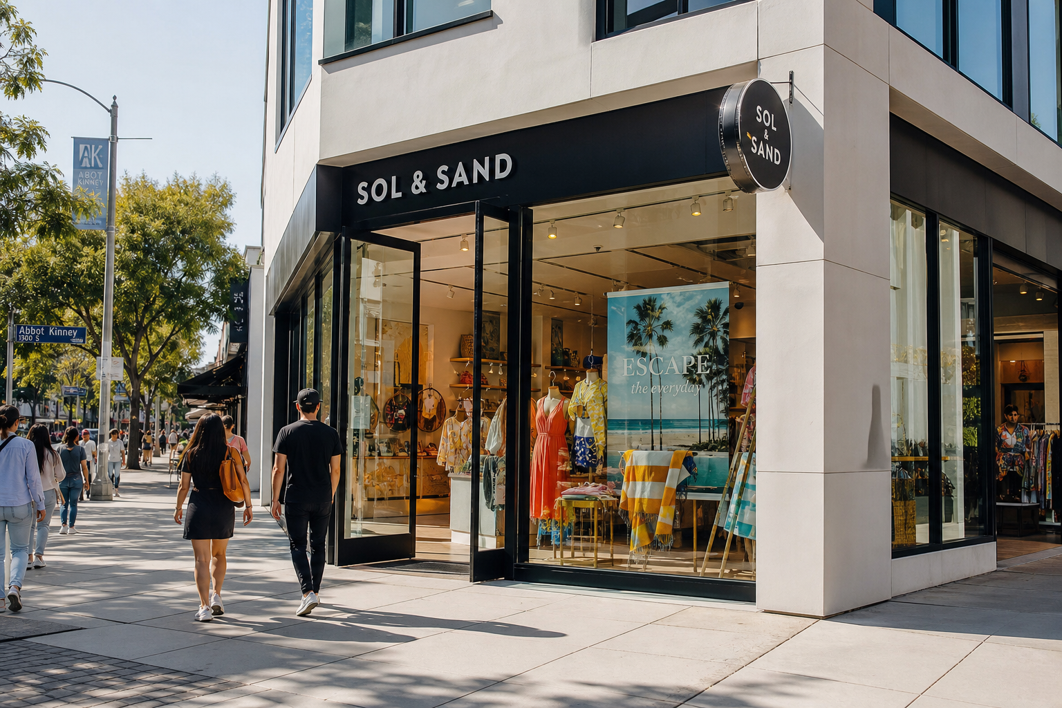 Modern Storefront with Neon Lights and Glass Facade